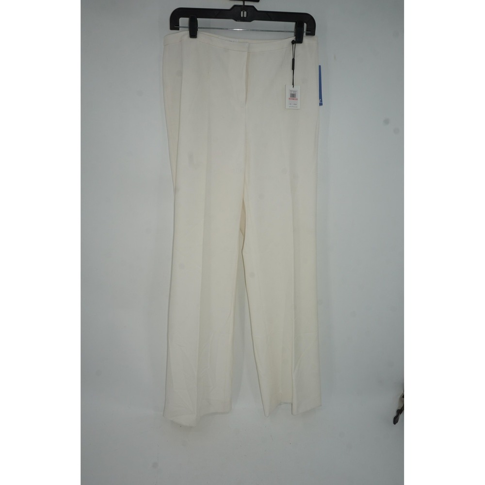 Calvin Klein Pants Womens 10 Petite White Hudson Modern Essentials Straight Leg